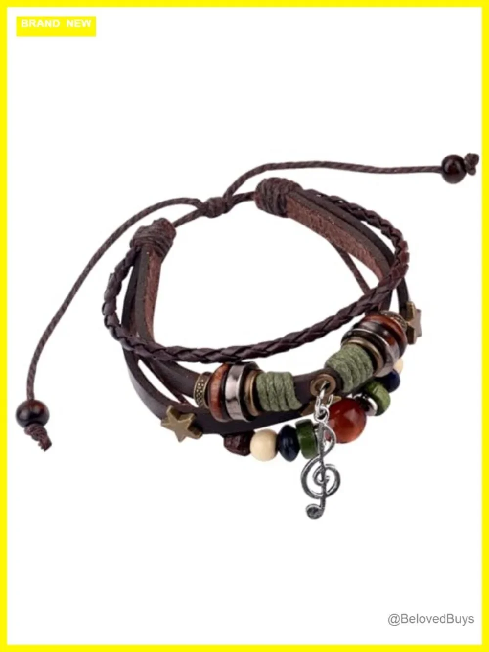 Fairy Grunge Leather Music Bracelet Stackable Adjustable Wrap